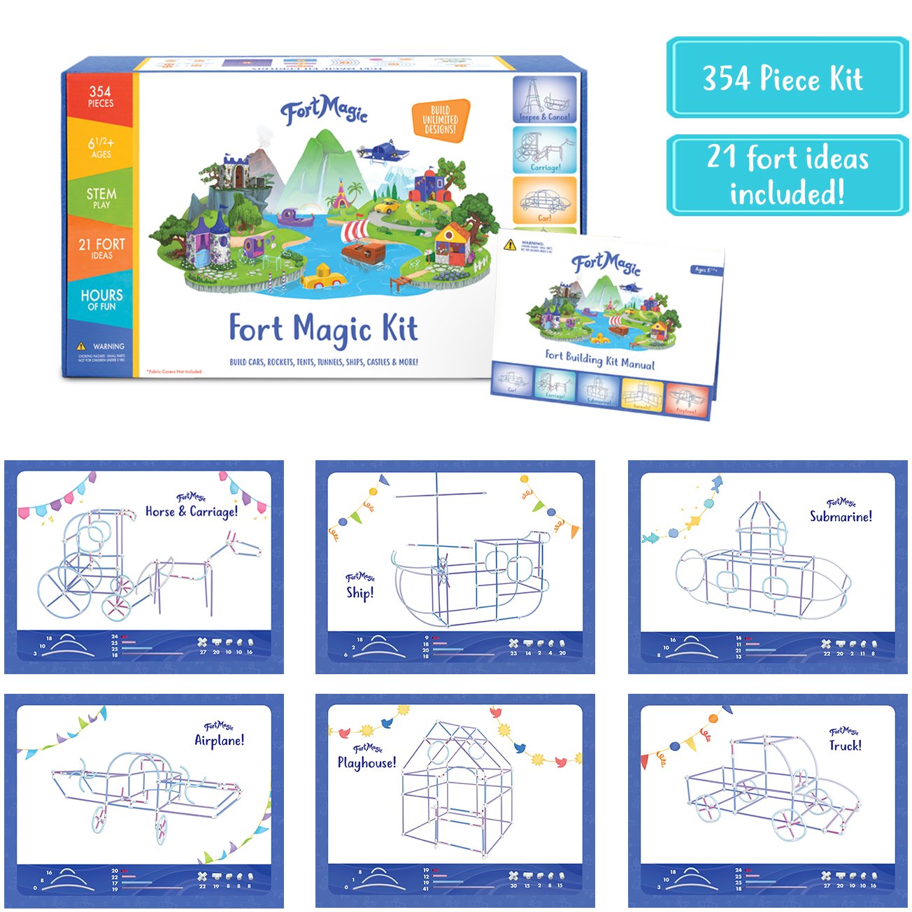 Buy Fort Building Kit for Kids, Build Indoor Blanket Forts with The  Ultimate Fort Builder, Large 386 Pieces Fort Magic Building Set