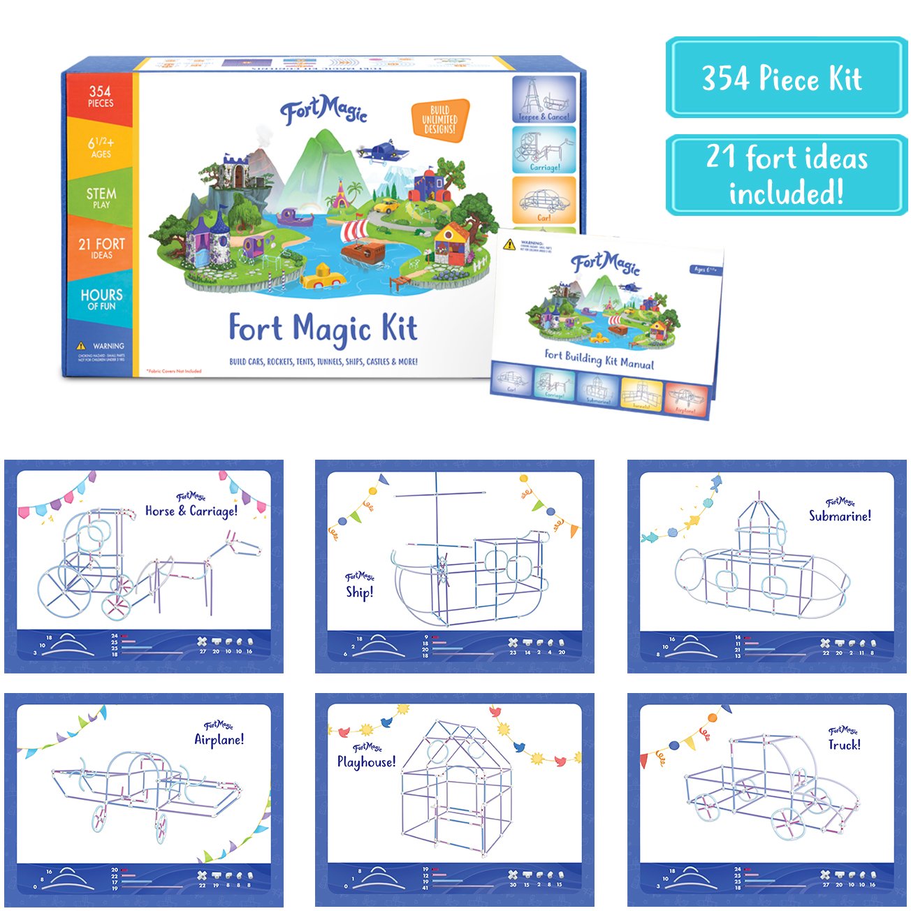 Fort Magic Fort Building & Construction Toy Kit For Kids | Fort Magic